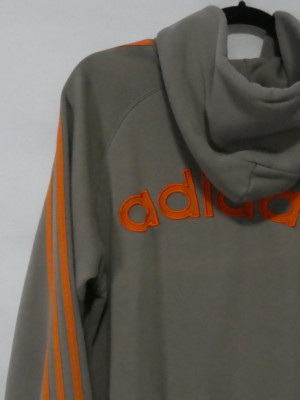 Vintage Y2K ADIDAS Pullover Hoodie Orange 3-Stripes Back Adidas Print - Large - Picture 10 of 16